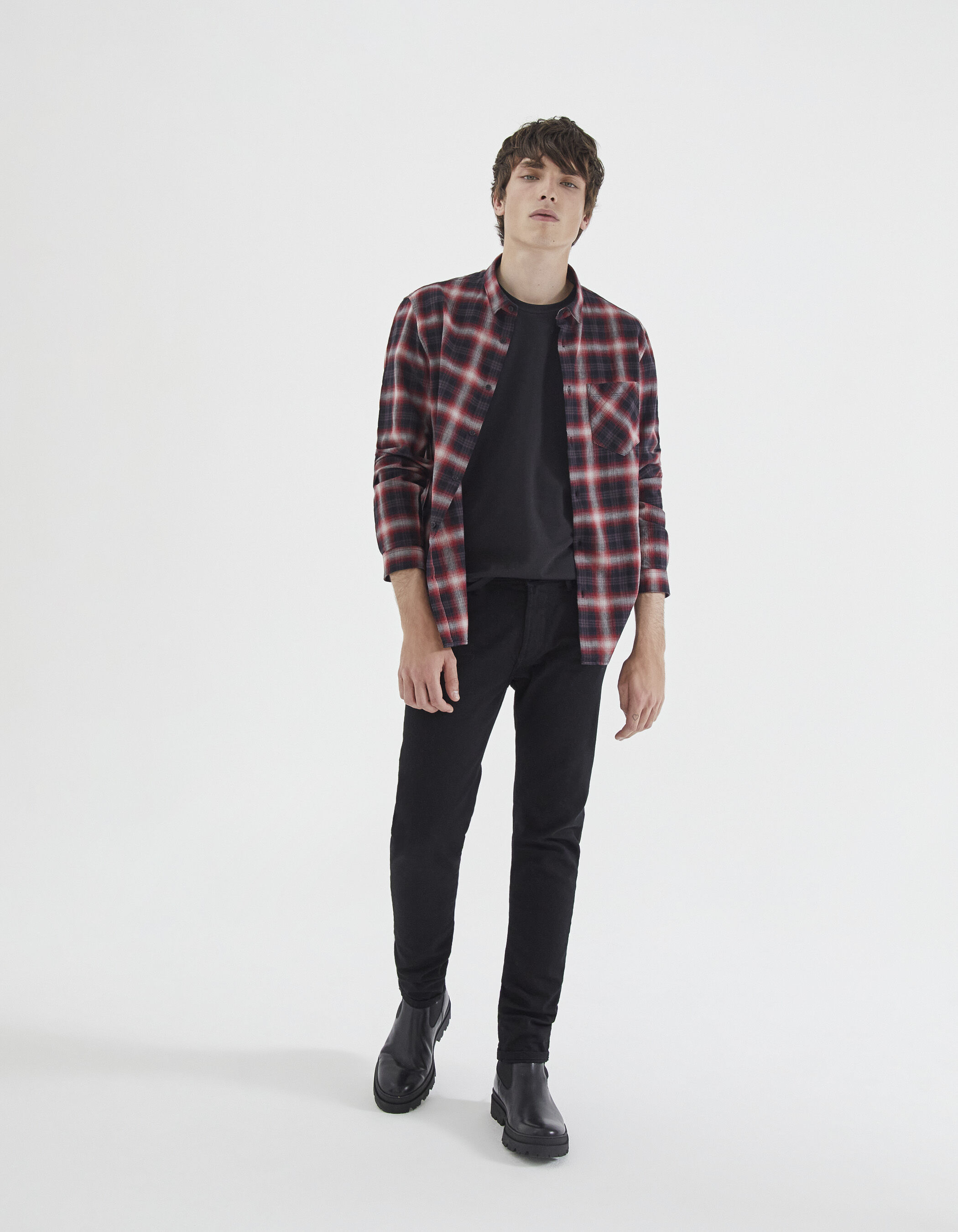 Camisa de cuadros roja hombre shop
