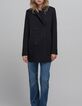 Women's black pea jacket with closed tailoring collar-10
