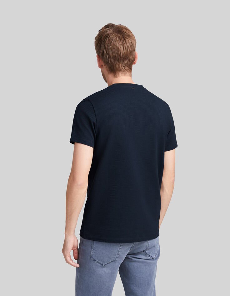Men's navy decorative jacquard knit T-shirt-3