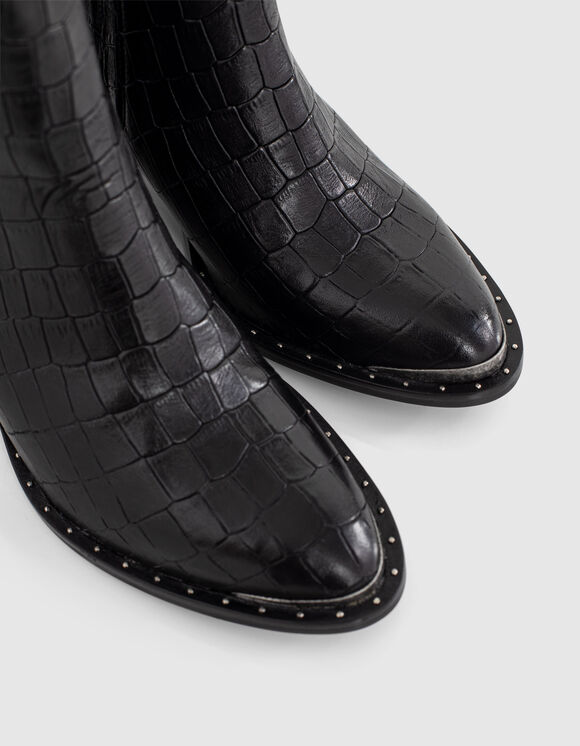 bottines femme croco noir
