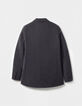 Veste de tailleur bleu marine mix lin coton Femme-4