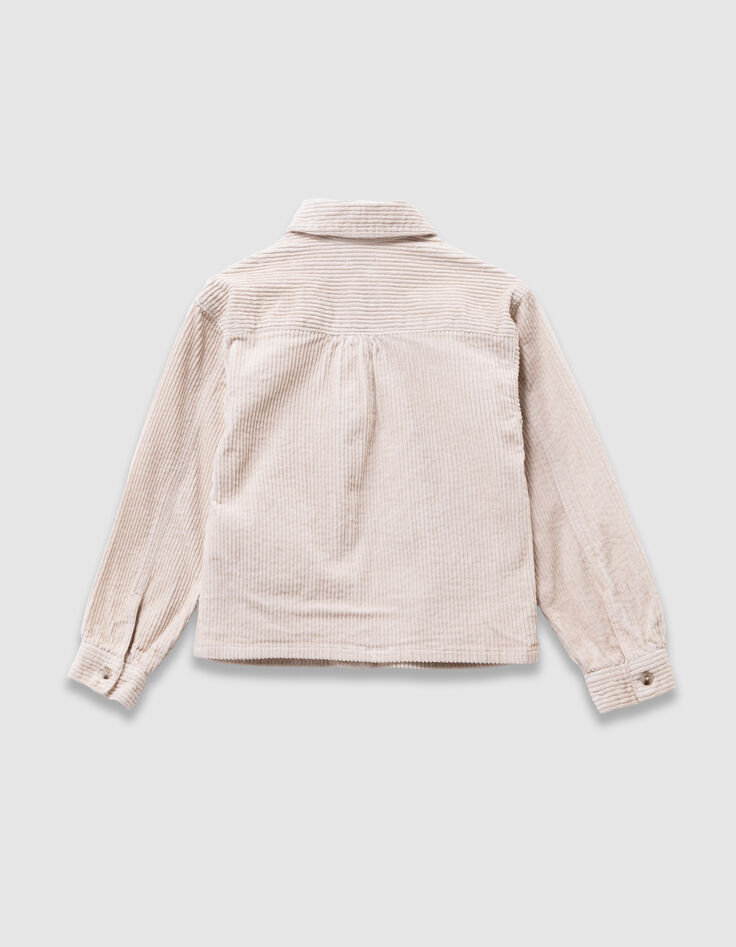 Ecru overshirt ribvelours meisjes-4