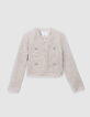 Chaqueta corta de tweed beige Mujer-6