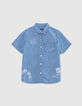 Blaues Jungenjeanshemd mit Print-1