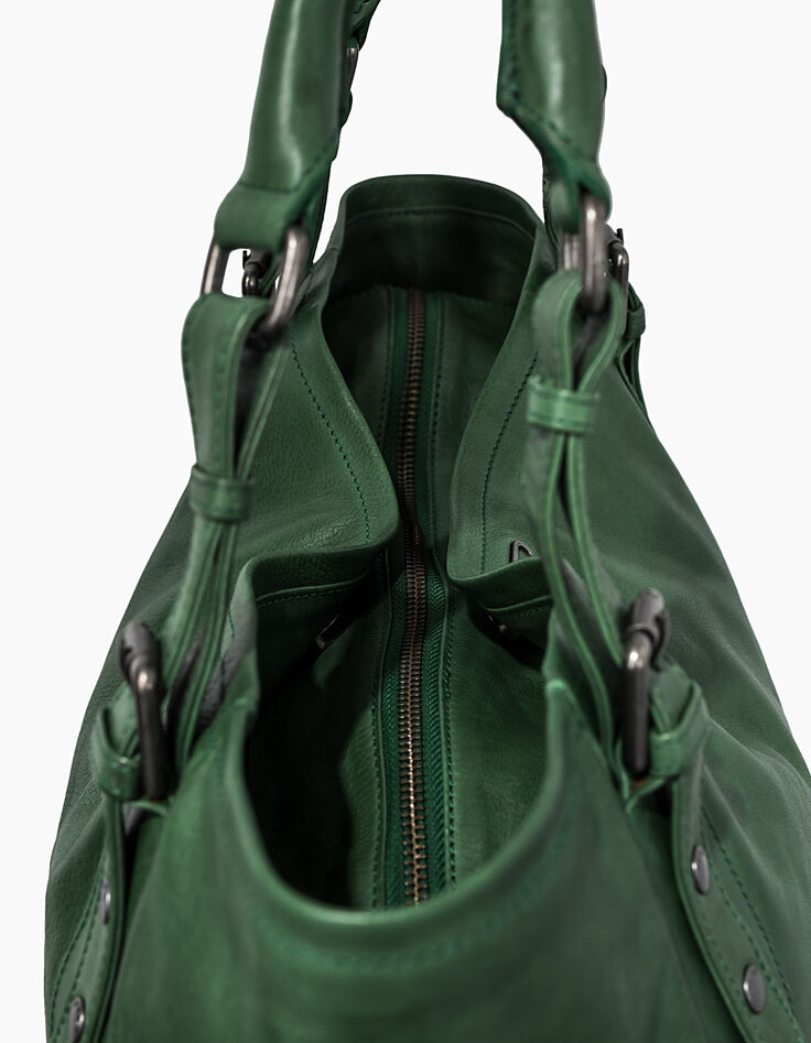 Sac cabas The Artist en cuir vert femme-2