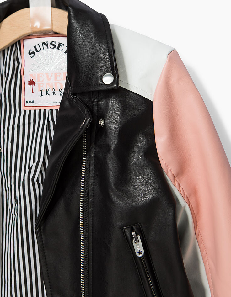 Girls’ tricolour biker jacket-4