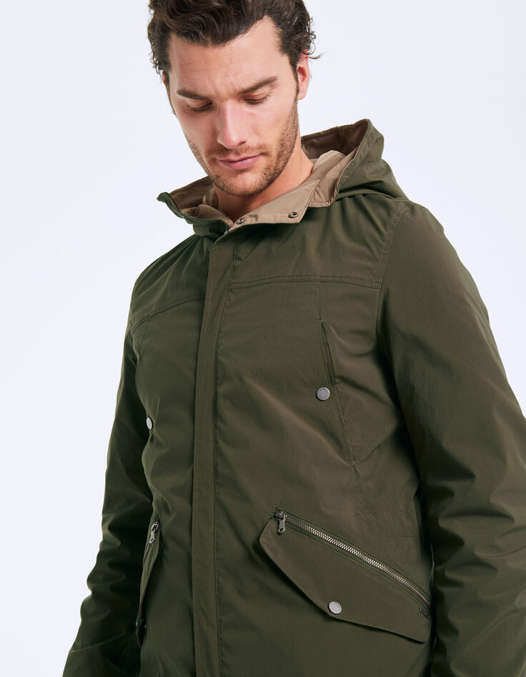 Parka kaki et beige réversible Homme-4 Parka kaki et beige réversible Homme-4