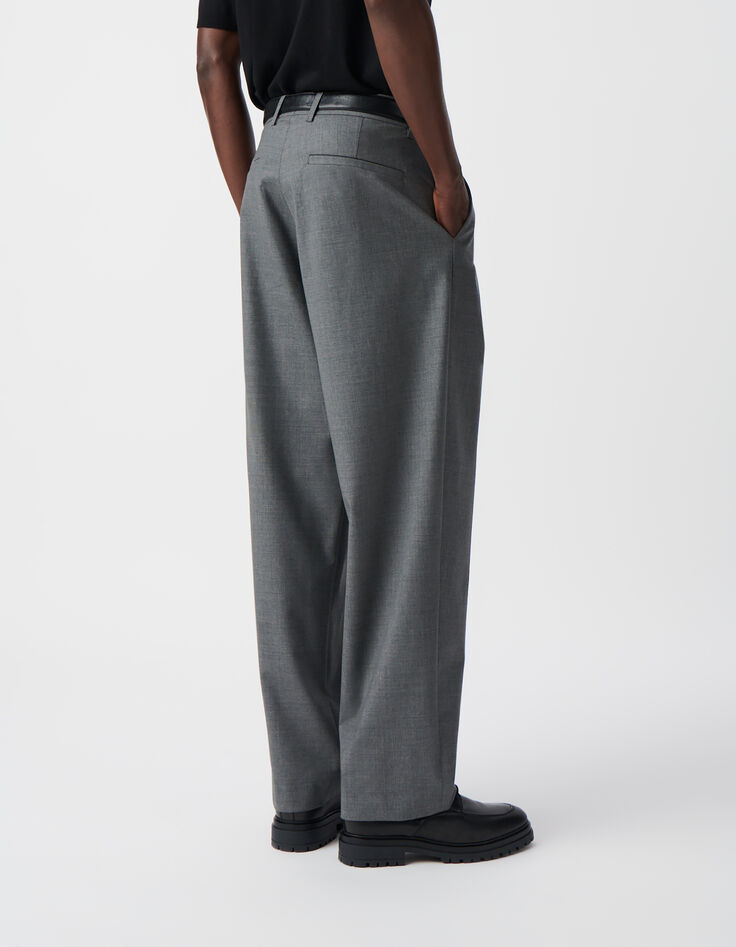 Pantalon de costume large gris faux-uni Homme-3