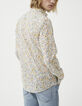 Aqua SLIM overhemd Libertystof gele bloemetjes Heren-3