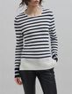 Pull marinière tricot avec badge Femme-3