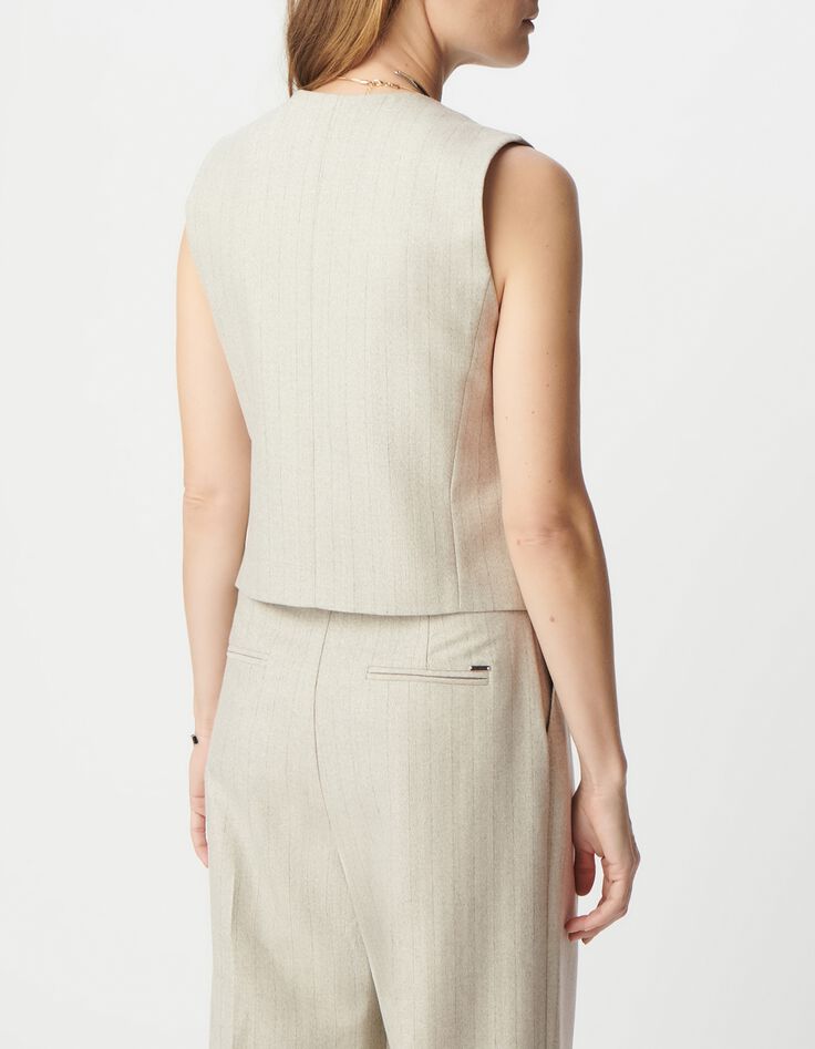 Gilet de costume sans manche gris motif rayures lurex Femme-4