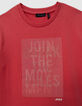 Camiseta roja algodón rayas goma mensaje niño-3