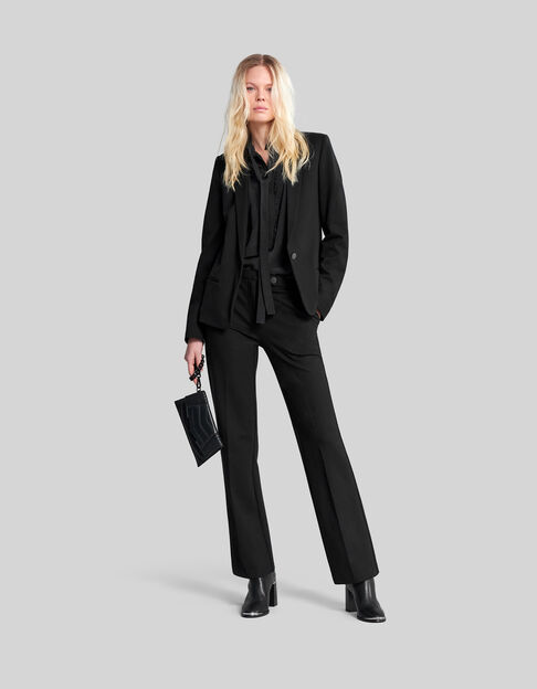 Women's black knit straight suit trousers - IKKS