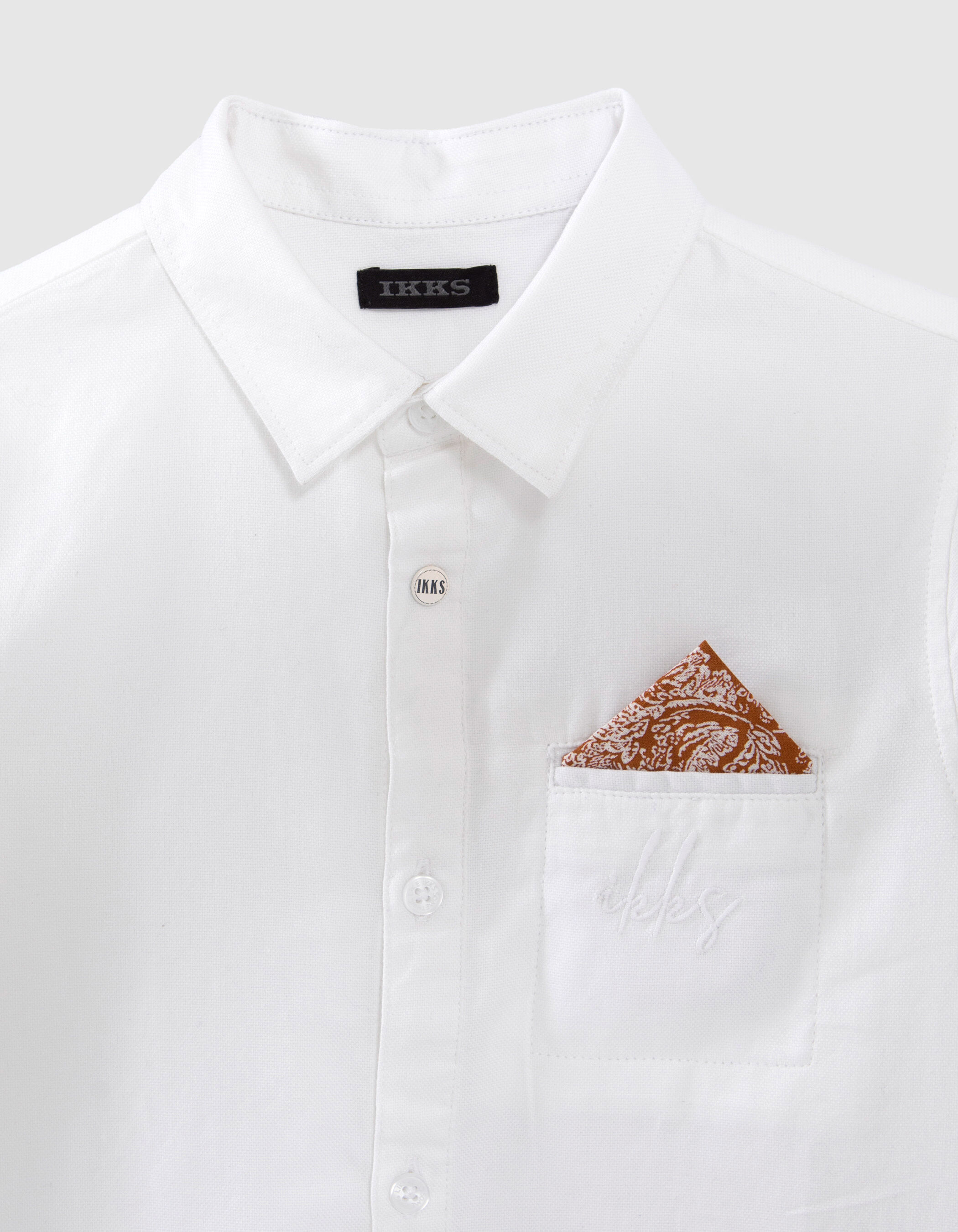 Boys white occasionwear shirt with pocket