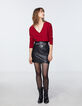 Pull rouge coton cachemire éclair decolleté dos femme-7