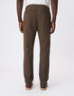 Heren kaki katoenen en linnen chino broek-3