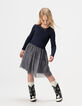 Girls’ navy and leopard-bow tulle mixed-fabric dress-2