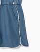 Girls’ stone blue Tencel© and lace short jumpsuit-5