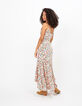 Robe longue rose poudré à imprimé floral et doré I.Code-4