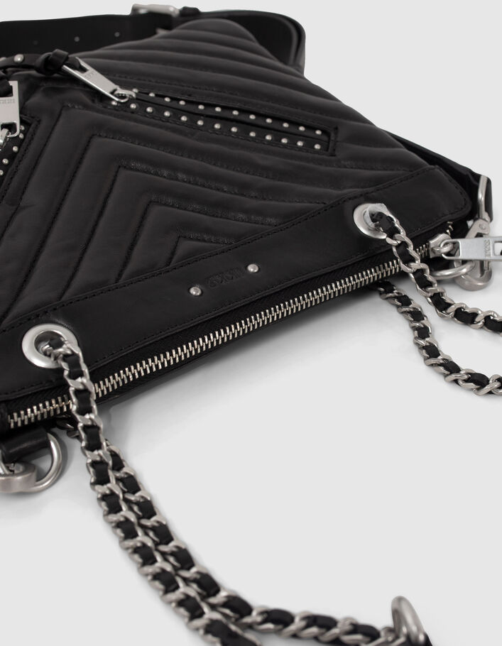 Zwarte leren etuitas 1440 Reporter Rock met studs Dames-6