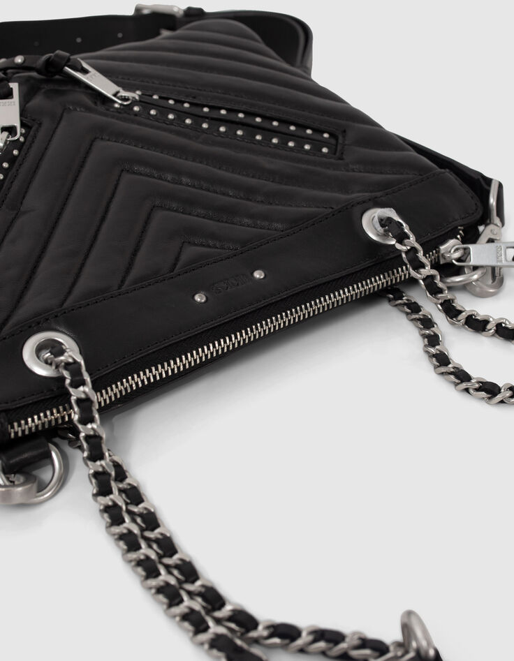 Zwarte leren etuitas 1440 Reporter Rock met studs Dames-6