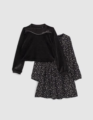 Vestido 2 en 1 negro rock y sudadera terciopelo ni&ntilde;a - IKKS