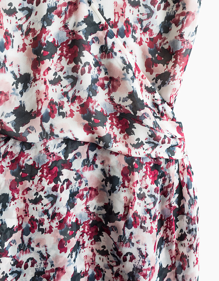 Vestido pico drapeado estampado acuarela mujer-3