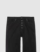 Schwarze gerade Damen-Cropped-Jeans Nieten Janis-2