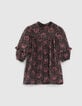 Baby girls’ black lily print dress-1