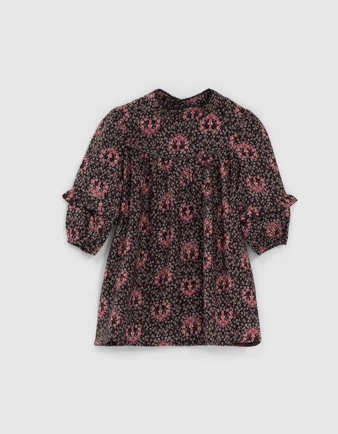 Schwarzes Kleid mit Lilienprint für Babymädchen