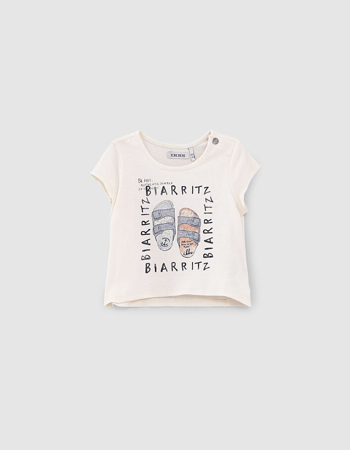 Baby girls’ ecru glittery slippers image organic T-shirt-1
