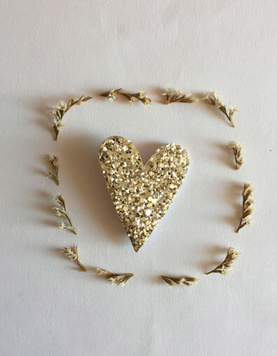 Broche corazón oro purpurina hecho a mano TENDRE CACTUS - IKKS