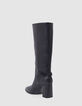 Bottes THE 1. noires cuir détail gourmette Femme-3