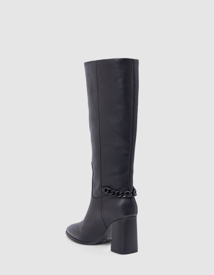 Bottes THE 1. noires cuir détail gourmette Femme-3 Bottes THE 1. noires cuir détail gourmette Femme-3