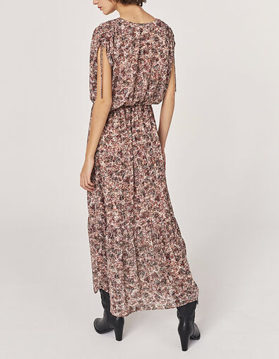 Robe longue en voile recyclé imprimé papillons femme - IKKS