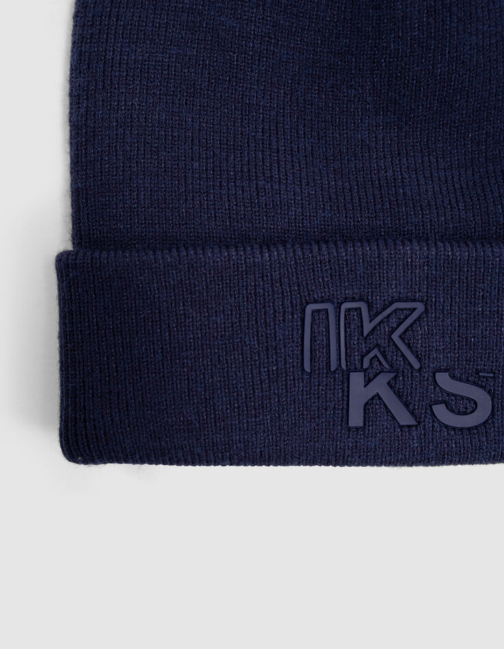 Bonnet marine tricot logo gomme gar&ccedil;on-4