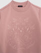 Pink sweatshirt with tone-on-tone embroidery for girls-2