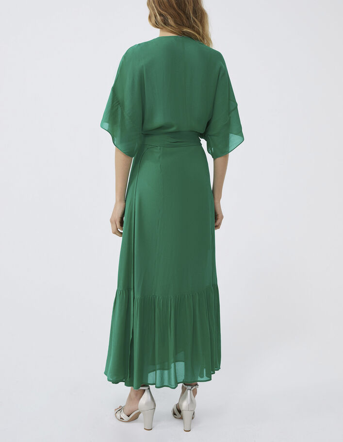 Vestido largo cruzado verde mujer - IKKS
