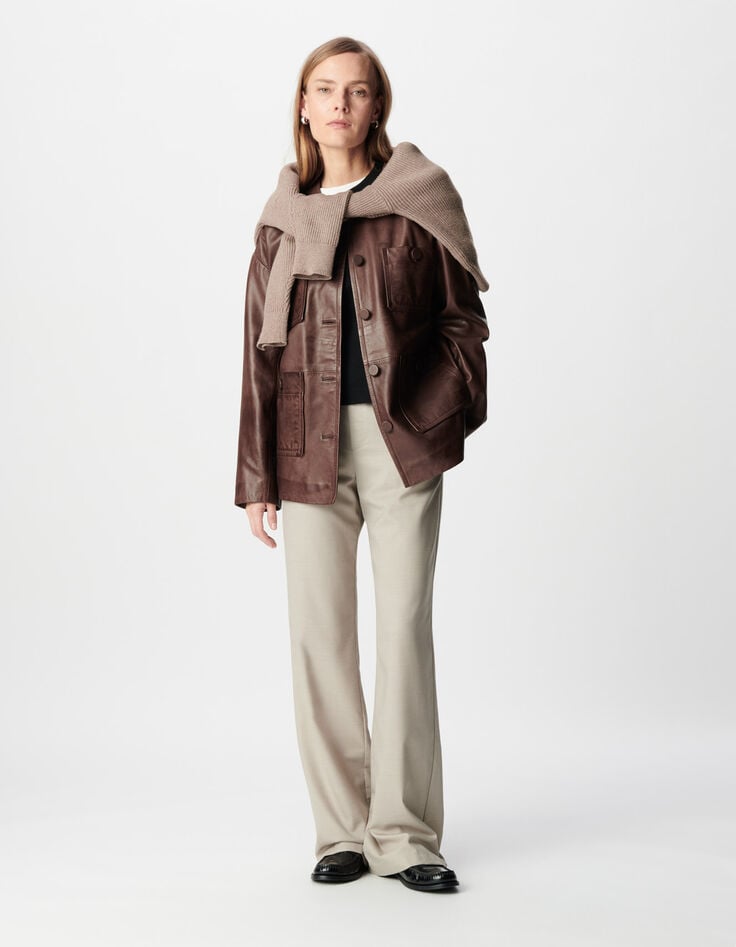 Women's beige suit pants-1