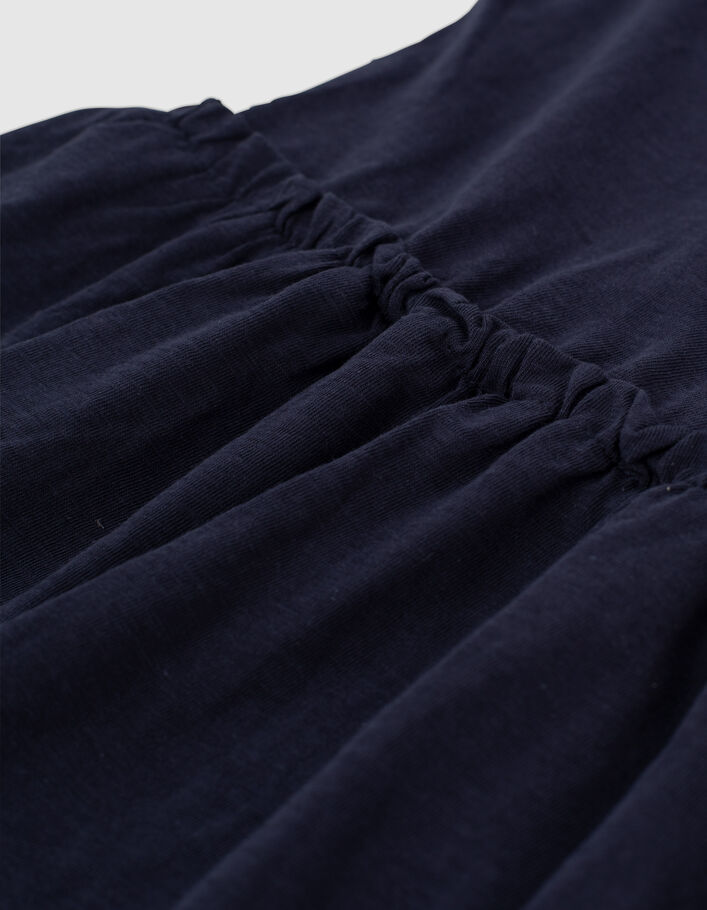 Girls’ navy embroidered organic cotton Essential dress - IKKS