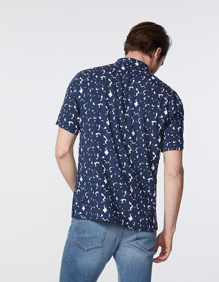 Chemise REGULAR marine à fleurs Homme-4