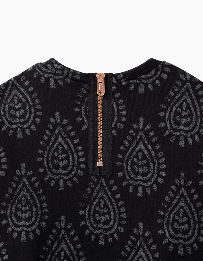 Girls’ black Paisley print sweatshirt dress + lace bottom - IKKS