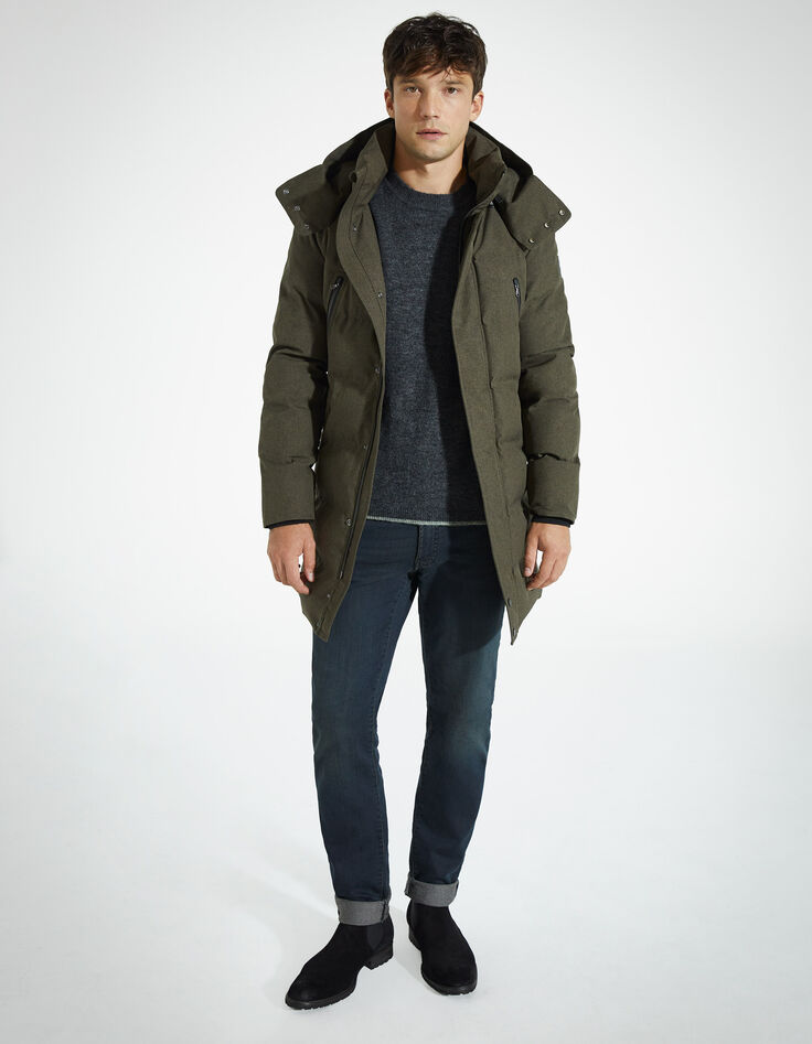 Pull anthracite avec bande verte tricot Homme-5