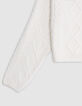 Girl's beige hooded cable knit sweater-4