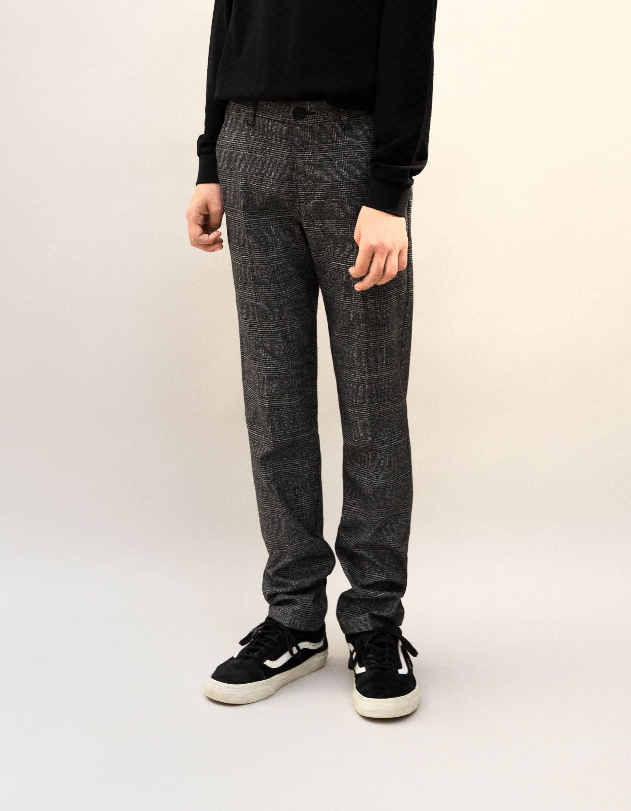 Pantalon CHINO noir motif prince de Galles garcon IKKS
