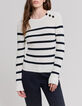Pull marinière écru tricot boutons ancres Femme-2