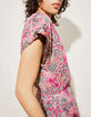 Women’s fuchsia floral bandana print long dress-5