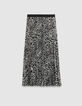 Jupe plissée grise polyester recyclé panthère Femme-5