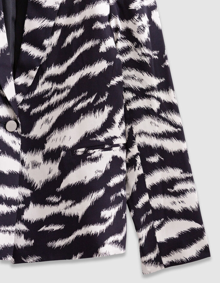 Women's black zebra print suit jacket-5