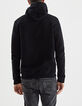 Sweat noir à capuche avec message Homme-3